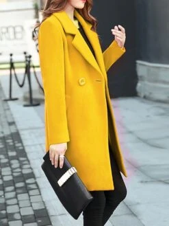 Women's Winter Coat Long Overcoat Christmas Party Wear Double Breasted Lapel Pea Coat Fall Trench Coat Red -Xmas Cothing Store tsaecx1669024318049