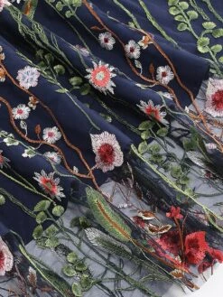 Women's Skirt Swing Midi Tulle Apricot Black White Red Skirts Fall & Winter Floral Embroidered High Waist Vintage Elegant Christmas Xmas Street M L XL -Xmas Cothing Store ttuwri1694271033851