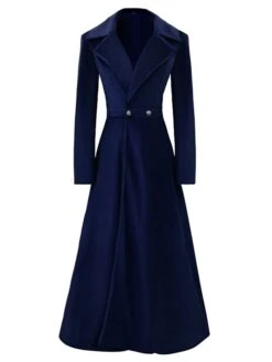 Women's Winter Coat Long Overcoat Double Breasted Lapel Trench Coat Christmas Red Dress Coat Party Wear Thermal Warm Windproof Jacket Elegant Lady Street Outerwear Long Sleeve Fall -Xmas Cothing Store ttvncb1667964382439