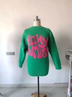 Women's Ugly Christmas Sweater Pullover Sweater Jumper Crew Neck Ribbed Knit Acrylic Knitted Print Fall Winter Outdoor Home Xmas Stylish Casual Soft Long Sleeve Letter White Red Green S M L -Xmas Cothing Store tujvrt1690172094408