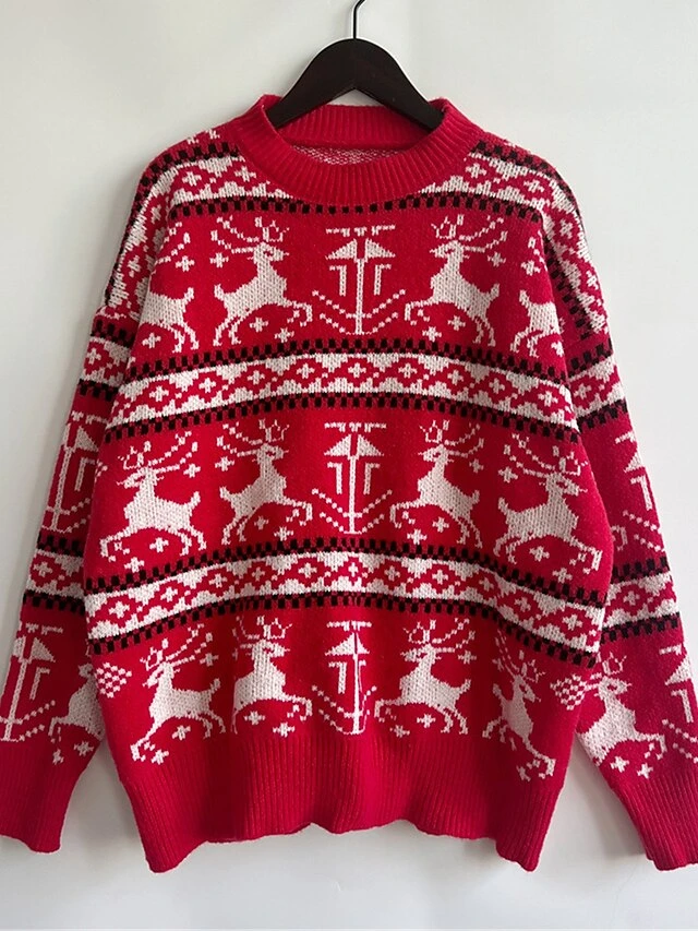 Women's Ugly Christmas Sweater Pullover Sweater Jumper Crew Neck Ribbed Knit Polyester Oversized Fall Winter Regular Outdoor Xmas Daily Stylish Casual Soft Long Sleeve Elk Red S M L 9 Women's Ugly Christmas Sweater Pullover Sweater Jumper Crew Neck Ribbed Knit Polyester Oversized Fall Winter Regular Outdoor Xmas Daily Stylish Casual Soft Long Sleeve Elk Red S M L - Image 8