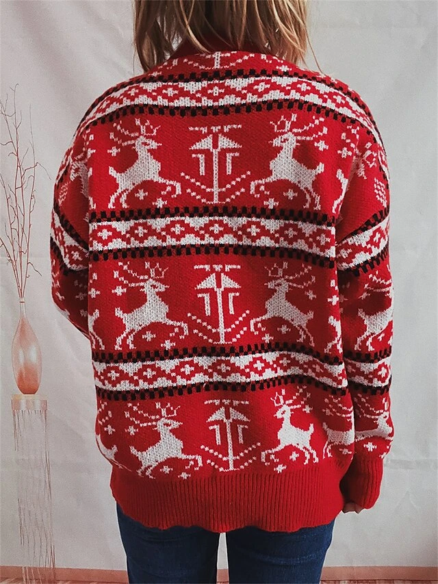 Women's Ugly Christmas Sweater Pullover Sweater Jumper Crew Neck Ribbed Knit Polyester Oversized Fall Winter Regular Outdoor Xmas Daily Stylish Casual Soft Long Sleeve Elk Red S M L 3 Women's Ugly Christmas Sweater Pullover Sweater Jumper Crew Neck Ribbed Knit Polyester Oversized Fall Winter Regular Outdoor Xmas Daily Stylish Casual Soft Long Sleeve Elk Red S M L - Image 2
