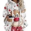 Women's Fleece Jacket Sherpa Jacket Teddy Coat Warm Breathable Christmas Street Daily Wear Vacation Zipper Pocket Print Pullover Hoodie Plush Casual Daily Comfortable Xmas Animal Regular Fit -Xmas Cothing Store twiwxl1667892752787