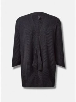 Women's Cardigan Sweater Deep V Crochet Knit Polyester Oversized Fall Winter Regular Christmas Going Out Weekend Stylish Casual Soft Long Sleeve Solid Color Black Khaki L XL 2XL -Xmas Cothing Store twzwij1697103769347