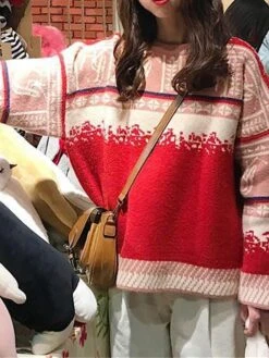 Women's Ugly Christmas Sweater Pullover Sweater Jumper Christmas Sweaters Crew Neck Ribbed Knit Acrylic Knitted Fall Winter Regular Outdoor Christmas Daily Fashion Casual Soft Long Sleeve Snowflake -Xmas Cothing Store tztcgr1697785152071