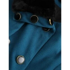 Women's Winter Coat Long Overcoat With Belt Christmas Party Xmas Wear Warm Double Breasted Pea Coat With Fur Collar Fall Trench Coat Red Black Khaki Elegant Outerwear CasualJacket -Xmas Cothing Store uapmtb1692602510649