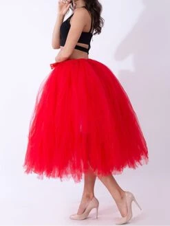 Women's Skirt Tulle Midi Black White Red Purple Skirts Summer Layered Tulle Lined Basic Party Christmas One-Size -Xmas Cothing Store udayva1632297444529