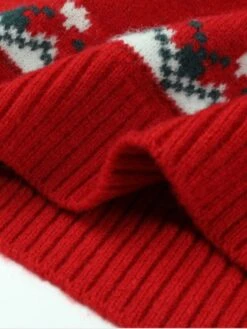 Women's Ugly Christmas Sweater Pullover Sweater Jumper Turtleneck Ribbed Knit Acrylic Knitted Fall Winter Xmas Holiday Stylish Casual Soft Long Sleeve Geometric Red Beige S M L -Xmas Cothing Store udqabd1665489477320
