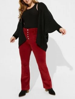 Women's Cardigan Sweater Deep V Crochet Knit Polyester Oversized Fall Winter Regular Christmas Going Out Weekend Stylish Casual Soft Long Sleeve Solid Color Black Khaki L XL 2XL -Xmas Cothing Store uercrg1697103767804