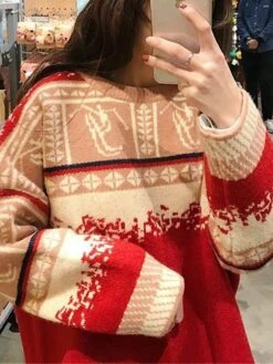 Women's Ugly Christmas Sweater Pullover Sweater Jumper Christmas Sweaters Crew Neck Ribbed Knit Acrylic Knitted Fall Winter Regular Outdoor Christmas Daily Fashion Casual Soft Long Sleeve Snowflake -Xmas Cothing Store ufmqni1697785166290