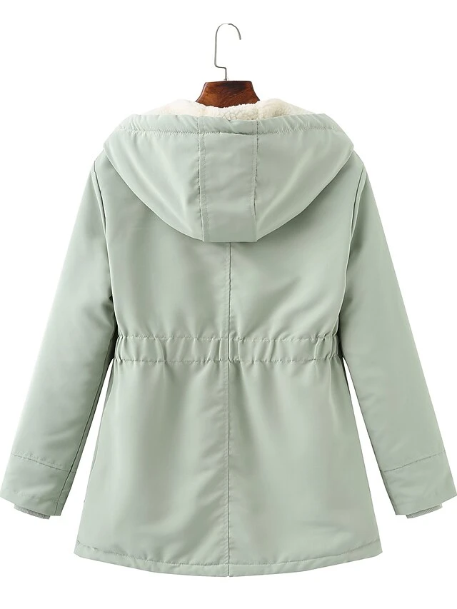 Women's Winter Coat Thicken Puffer Jacket Warm Fleece Parka With Hood Christmas Pink Waterproof Zipper Drawstring Heated Coat With Pocket Classic Outdoor Windproof Outerwear Red 7 Women's Winter Coat Thicken Puffer Jacket Warm Fleece Parka With Hood Christmas Pink Waterproof Zipper Drawstring Heated Coat With Pocket Classic Outdoor Windproof Outerwear Red - Image 5