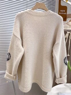 Women's Ugly Christmas Sweater Pullover Sweater Jumper Christmas Sweaters Crew Neck Ribbed Knit Acrylic Knitted Fall Winter Regular Outdoor Christmas Daily Fashion Casual Soft Long Sleeve Heart White -Xmas Cothing Store ugbcqf1697697871527
