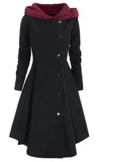 Women's Winter Coat Long Overcoat Christmas Cosplay Costume Single Breasted Pea Coat Thermal Warm Windproof Trench Coat Xmas Party Elegant Dress Outerwear Fall Outerwear Long Sleeve Red -Xmas Cothing Store ugqnte1669278110954