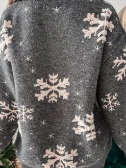 Women's Ugly Christmas Sweater Pullover Sweater Jumper Turtleneck Crew Neck Ribbed Knit Polyester Knitted Fall Winter Xmas Holiday Stylish Casual Soft Long Sleeve Snowflake Red Green Gray S M L -Xmas Cothing Store ukoigb1662099956942