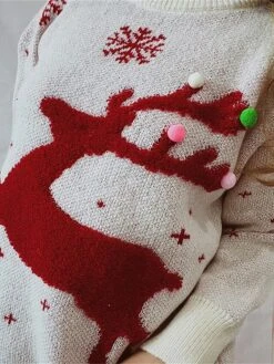 Women's Ugly Christmas Sweater Pullover Sweater Jumper Crew Neck Ribbed Knit Polyester Oversized Fall Winter Regular Outdoor Christmas Daily Stylish Casual Soft Long Sleeve Elk Snowflake Red Blue -Xmas Cothing Store ulmffn1696903373319