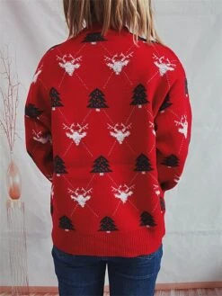 Women's Ugly Christmas Sweater Pullover Sweater Jumper Crew Neck Ribbed Knit Polyester Oversized Fall Winter Regular Outdoor Christmas Daily Stylish Casual Soft Long Sleeve Elk Christmas Tree Red -Xmas Cothing Store ulmwqf1696903377504