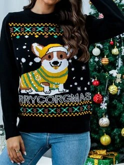 Women's Ugly Christmas Sweater Pullover Sweater Jumper Crew Neck Ribbed Knit Acrylic Oversized Fall Winter Regular Outdoor Xmas Daily Stylish Casual Soft Long Sleeve Animal Letter Yellow Red Blue 19 Women's Ugly Christmas Sweater Pullover Sweater Jumper Crew Neck Ribbed Knit Acrylic Oversized Fall Winter Regular Outdoor Xmas Daily Stylish Casual Soft Long Sleeve Animal Letter Yellow Red Blue -Xmas Cothing Store ulypve1696903331167