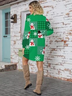 Women's Ugly Christmas Sweater Sweater Dress Christmas Sweaters Stand Collar Ribbed Knit Polyester Knitted Print Fall Winter Long Outdoor Christmas Holiday Daily Stylish Casual Long Sleeve Plaid -Xmas Cothing Store unzlqp1697626856809