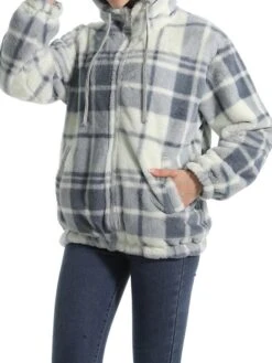 Women's Fleece Sherpa Jacket Christmas Xmas Teddy Bear Coat Windproof Warm Winter Coat Comtemporary Stylish Plush Jacket Long Sleeve Elk -Xmas Cothing Store unzpjy1695639929248