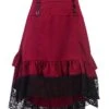 Women's Skirt Asymmetrical Polyester Lace Over Charmeuse Black Red Navy Blue Skirts Winter Ruffle Drawstring Side Button High Waist Steampunk® Retro Gothic Carnival Costumes Ladies Christmas -Xmas Cothing Store uohqvk1635225089303
