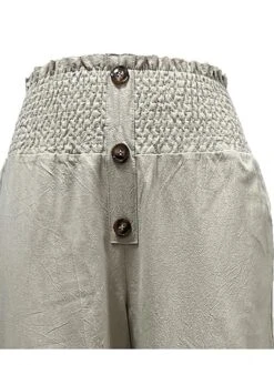 Women's Wide Leg Pants Trousers Full Length Cotton And Linen Pleated Micro-elastic High Waist Vacation Xmas Streetwear Christmas Street Wine Black S M Winter Autumn / Fall -Xmas Cothing Store uoryzb1696907529147