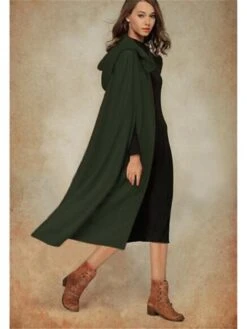 Women's Coat Cloak / Capes Christmas Long Coat Winter Coat Single Breasted One-Button Overcoat Hooded Coat Sleeveless Black Blue Gray Army Green Red Halloween Basic Essential Causal Fall Loose -Xmas Cothing Store upbycc1610624228404