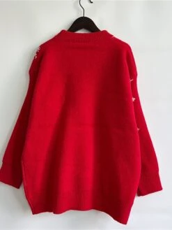 Women's Ugly Christmas Sweater Pullover Sweater Jumper Crew Neck Ribbed Knit Polyester Oversized Fall Winter Regular Outdoor Christmas Daily Stylish Casual Soft Long Sleeve Elk Snowflake Red Blue -Xmas Cothing Store upfbim1696903395062