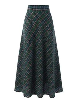 Women's SkirtPlaid Skirt MaxiRed Dark Green Skirts Winter Pocket Print High Waist Fashion Casual Christmas Street M L XL -Xmas Cothing Store uprooo1694742663388