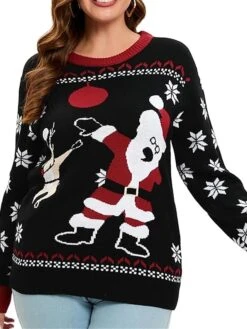 Women's Ugly Christmas Sweater Cardigan Sweater Jacket Open Front Ribbed Knit Polyester Patchwork Knitted Front Pocket Fall Winter Regular Outdoor Xmas Holiday Daily Stylish Casual Long Sleeve -Xmas Cothing Store uqjxmm1697290898522