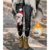 Women's Fleece Pants Xmas Tights Leggings Thermal Underwear Fleece Lined Dark Gray Khaki Red Vacation Casual Christmas Snowman Weekend Winter Print Stretchy Ankle-Length Thermal Warm Santa Claus -Xmas Cothing Store urdxuw1666964262076