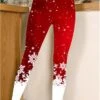 Women's Leggings Green Light Red Dark Green Sparkle Sparkle & Shine Christmas Casual Xmas Leisure Sports Print Stretchy Ankle-Length Tummy Control Leaf S M L XL 2XL