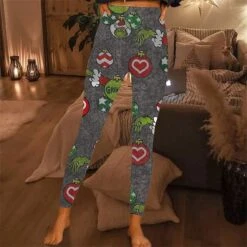 Women's Leggings Thermal Underwear Light Green Dark Green Green Casual / Sporty Christmas Weekend Yoga High Elasticity Ankle-Length Thermal Warm Graphic S M L XL XXL -Xmas Cothing Store uutovi1666922555607