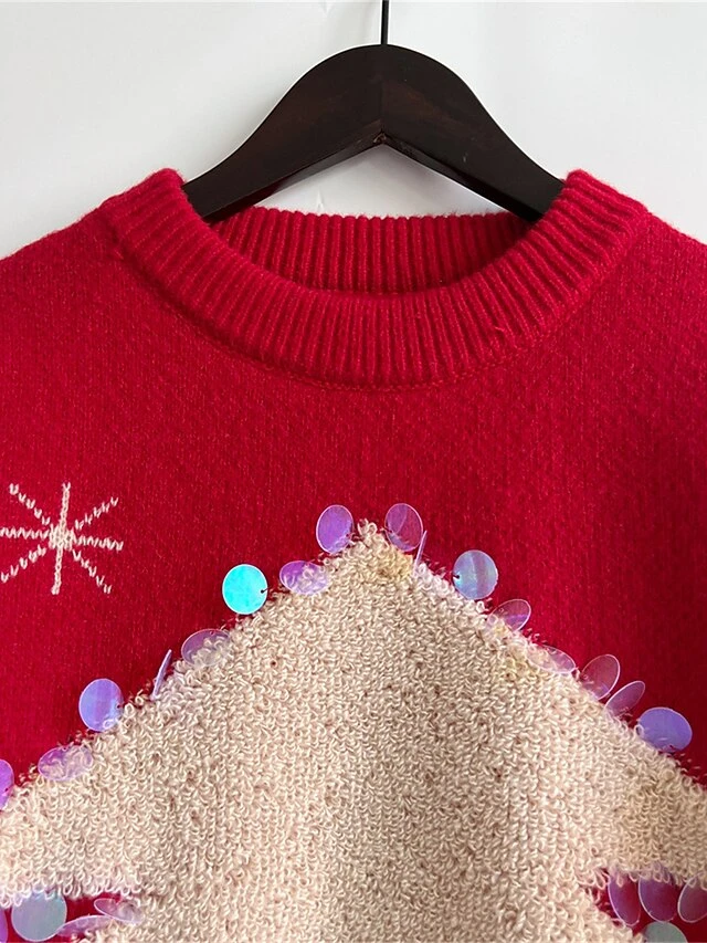 Women's Ugly Christmas Sweater Pullover Sweater Jumper Crew Neck Ribbed Knit Acrylic Sequins Fall Winter Regular Outdoor Christmas Daily Stylish Casual Soft Long Sleeve Elk Christmas Tree Snowflake 18 Women's Ugly Christmas Sweater Pullover Sweater Jumper Crew Neck Ribbed Knit Acrylic Sequins Fall Winter Regular Outdoor Christmas Daily Stylish Casual Soft Long Sleeve Elk Christmas Tree Snowflake - Image 16