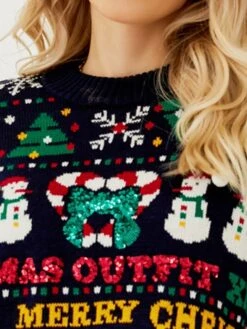 Women's Ugly Christmas Sweater Pullover Sweater Jumper Crew Neck Ribbed Knit Acrylic Oversized Fall Winter Regular Outdoor Xmas Daily Stylish Casual Soft Long Sleeve Letter Snowman Christmas Tree -Xmas Cothing Store uwnghn1695111139902