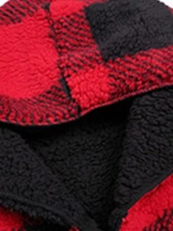 Women's Teddy Vest Winter Christmas Plaid Sleeveless Teddy Coat With Hood Fall Open Front Sherpa Jacket With Pockets Thermal Warm Windproof Casual Daily Street Xmas Jacket Red -Xmas Cothing Store uyheiy1694506008158