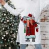 Women's Ugly Christmas Sweater Pullover Sweater Jumper V Neck Ribbed Knit Polyester Knitted Print Fall Winter Regular Outdoor Xmas Holiday Daily Stylish Casual Long Sleeve Animal Wine Green S M L