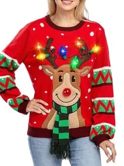 Women's Ugly Christmas Sweater Pullover Sweater Jumper Crew Neck Ribbed Knit Acrylic Light Up Fall Winter Xmas Holiday Stylish Casual Soft Long Sleeve Animal Black Red S M L 11 Women's Ugly Christmas Sweater Pullover Sweater Jumper Crew Neck Ribbed Knit Acrylic Light Up Fall Winter Xmas Holiday Stylish Casual Soft Long Sleeve Animal Black Red S M L -Xmas Cothing Store uzllwl1666597929519