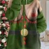 Women's Ugly Christmas Jacket Party Xmas Hooded Coat Winter Drawstring Zipper Jacket Green Loose Fit Outerwear Long Sleeve Fall Claret S -Xmas Cothing Store vajsag1697195715489