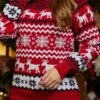 Women's Ugly Christmas Sweater Pullover Sweater Jumper Crew Neck Ribbed Knit Polyester Patchwork Fall Winter Regular Outdoor Christmas Daily Stylish Casual Soft Long Sleeve Elk Striped Snowflake -Xmas Cothing Store vamnbi1696903321340