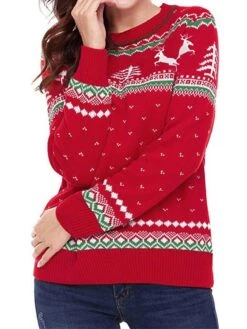 Women's Ugly Christmas Sweater Pullover Sweater Jumper Christmas Sweaters Crew Neck Ribbed Knit Polyester Knitted Fall Winter Regular Outdoor Christmas Daily Stylish Casual Soft Long Sleeve Elk
