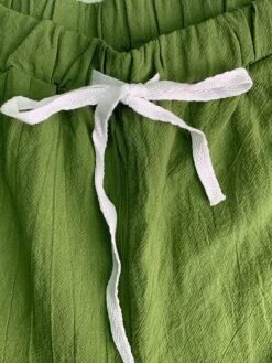 Women's Chinos Slacks Pants Trousers Ankle-Length Faux Linen Pocket Baggy Mid Waist Basic Comfort Xmas Christmas Work Black Green S M Summer Spring &Fall -Xmas Cothing Store vehpow1629254211818