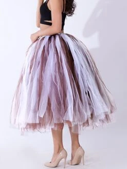 Women's Skirt Tulle Midi Black White Red Purple Skirts Summer Layered Tulle Lined Basic Party Christmas One-Size -Xmas Cothing Store veunbg1676536355323