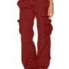 Women's Cargo Pants Wide Leg Pants Trousers Full Length Pocket Active Streetwear Outdoor Xmas Christmas Wine Black S M Winter Autumn / Fall -Xmas Cothing Store vewwvy1695347091011