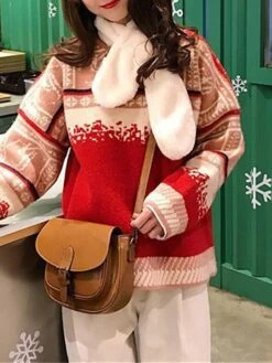 Women's Ugly Christmas Sweater Pullover Sweater Jumper Christmas Sweaters Crew Neck Ribbed Knit Acrylic Knitted Fall Winter Regular Outdoor Christmas Daily Fashion Casual Soft Long Sleeve Snowflake -Xmas Cothing Store vfcwnw1697785163700