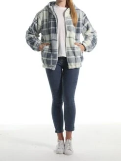 Women's Fleece Sherpa Jacket Christmas Xmas Teddy Bear Coat Windproof Warm Winter Coat Comtemporary Stylish Plush Jacket Long Sleeve Elk -Xmas Cothing Store vkoqiq1695639930339