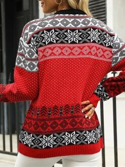Women's Ugly Christmas Sweater Pullover Sweater Jumper Crew Neck Ribbed Knit Nylon Knitted Fall Winter Outdoor Xmas Daily Stylish Casual Soft Long Sleeve Animal Geometric Snowflake Red S M L -Xmas Cothing Store vlgbve1666677206078