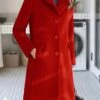 Women's Coat Outdoor Christmas Street Xmas Fall Winter Long Coat Regular Fit Windproof Warm Comtemporary Stylish Comfortable Jacket Long Sleeve Plain With Pockets Black Yellow Red -Xmas Cothing Store vlrxsj1695113900832
