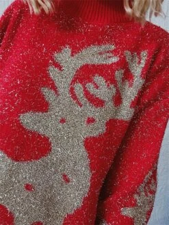 Women's Ugly Christmas Sweater Pullover Sweater Jumper Crew Neck Ribbed Knit Polyester Oversized Fall Winter Regular Outdoor Christmas Daily Stylish Casual Soft Long Sleeve Elk Snowflake Wine Red S M -Xmas Cothing Store vmaxqg1696903387440