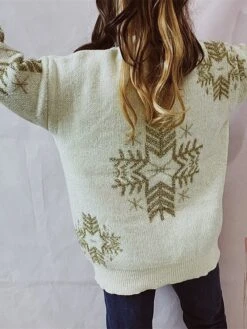 Women's Pullover Sweater Jumper Christmas Sweaters Crew Neck Chunky Knit Polyester Embroidery Knitted Spring Fall Winter Regular School Christmas Daily Fashion Cute Daily Long Sleeve Snowflake Black -Xmas Cothing Store vnbcxr1697627094975