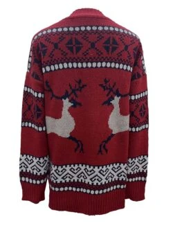 Women's Ugly Christmas Sweater Cardigan Sweater Jacket Crew Neck Ribbed Knit Polyester Pocket Knitted Print Fall Winter Regular Outdoor Christmas Daily Stylish Casual Soft Long Sleeve Elk Snowflake -Xmas Cothing Store vorrxk1697290866782